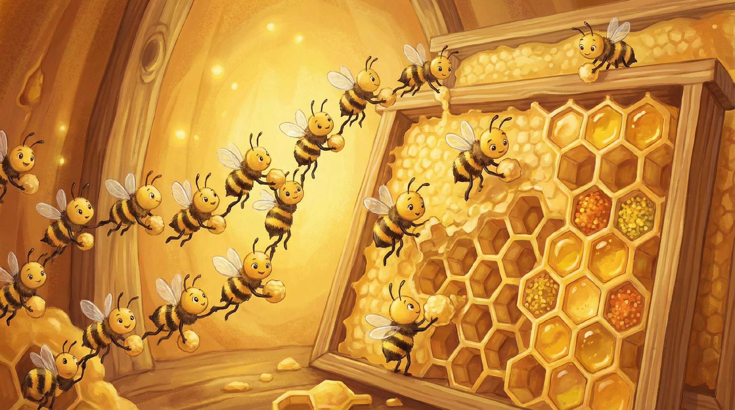 včelí pohádka jak včelky staví plástve